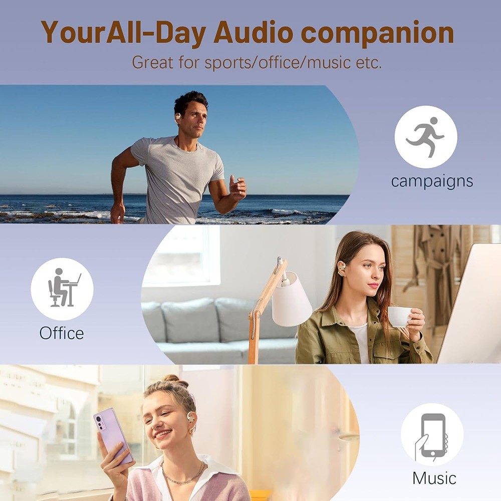 1PC Sweatproof Air Conduction Headphones Wireless for Running, Cycling & Workout
