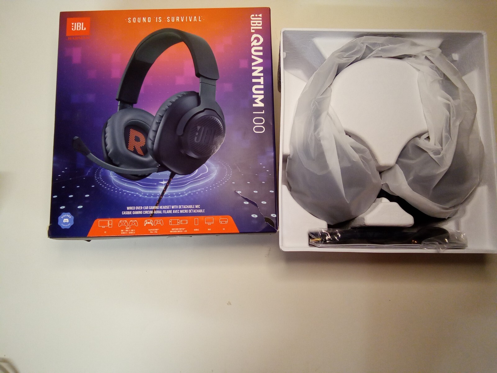 JBL Quantum 100 Wired Over Ear Gaming Headphones – Black