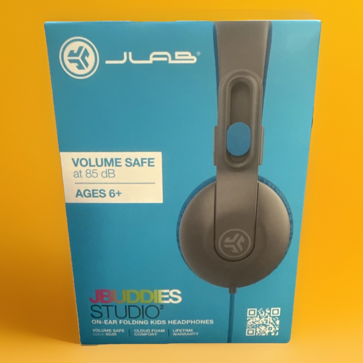 JBuddies Studio 2 Wired Kids Headphones – Gray/Blue – New Volume Safe @ 85db