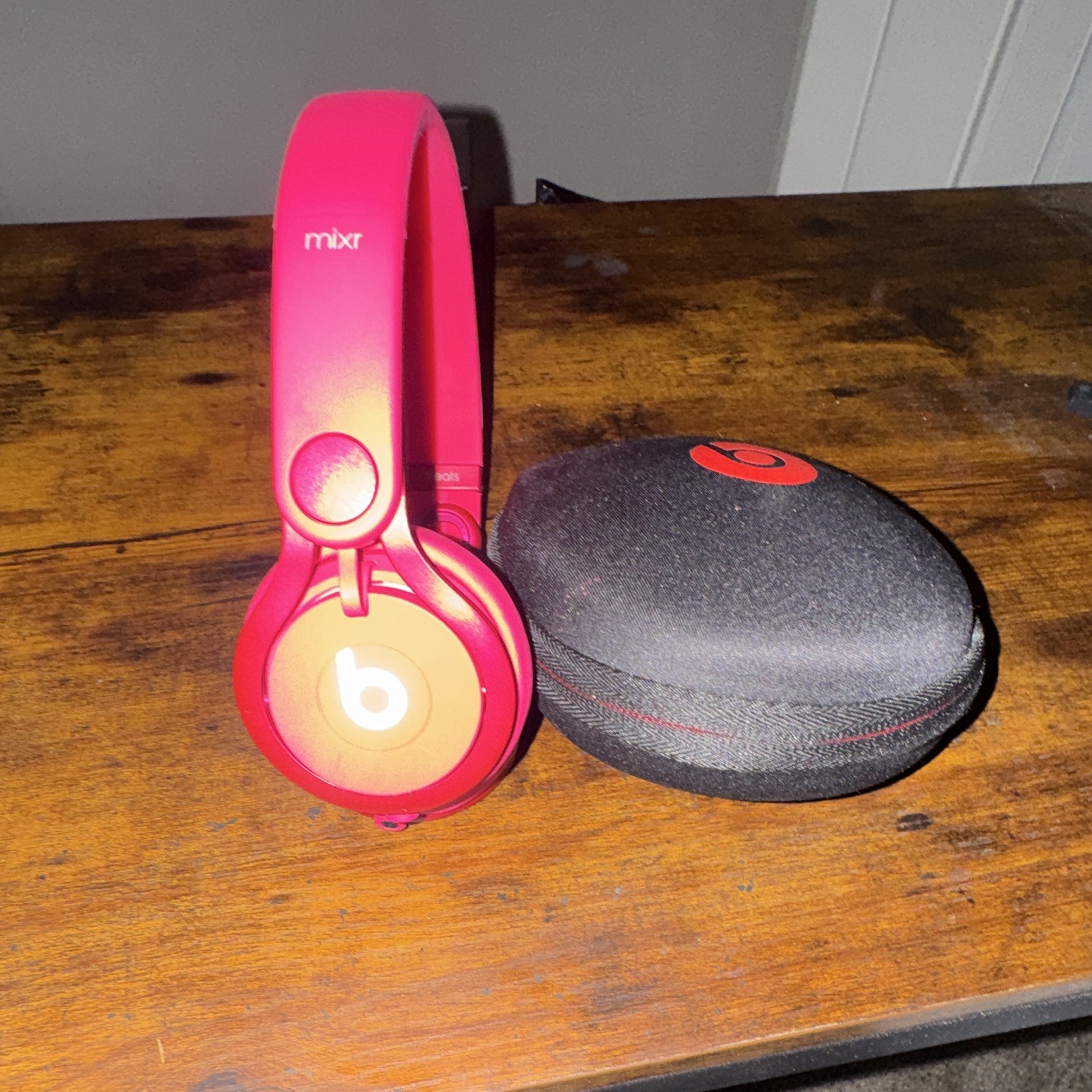 Beats by Dr. Dre Mixr Pink/Red On-Ear Wired 3.5mm DJ Headphones w/ Case