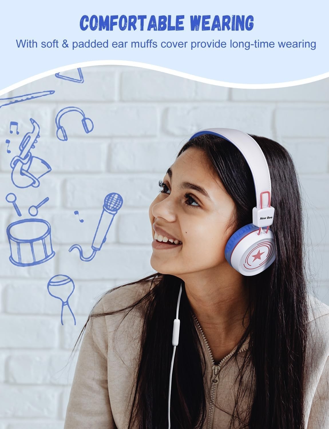 Comfortable Kids Headphones with Sound Isolation & Built-in Mic – Travel Ready