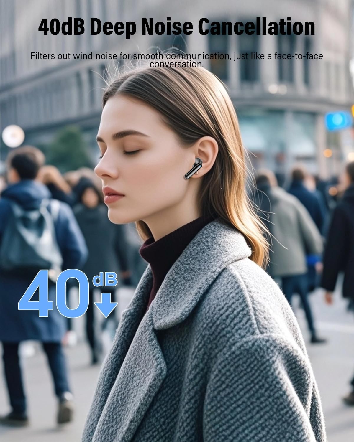 Wireless Earbuds, Bluetooth 5.4 Headphones Bass Stereo, Ear Buds with Noise Canc