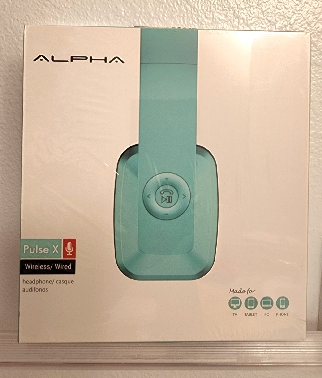 NEW ALPHA Pulse X Wireless/Wired Bluetooth Headphones–Mint Green– Factory Sealed