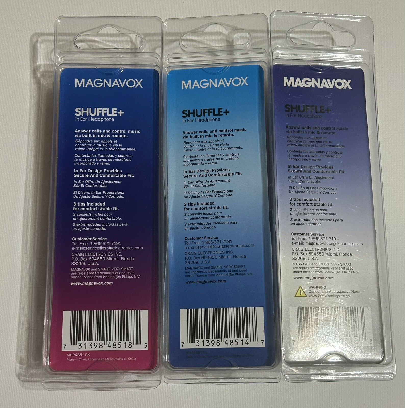 (3) Magnavox Earbuds Shuffle In Ear Headphone Clear Bass Earphones New
