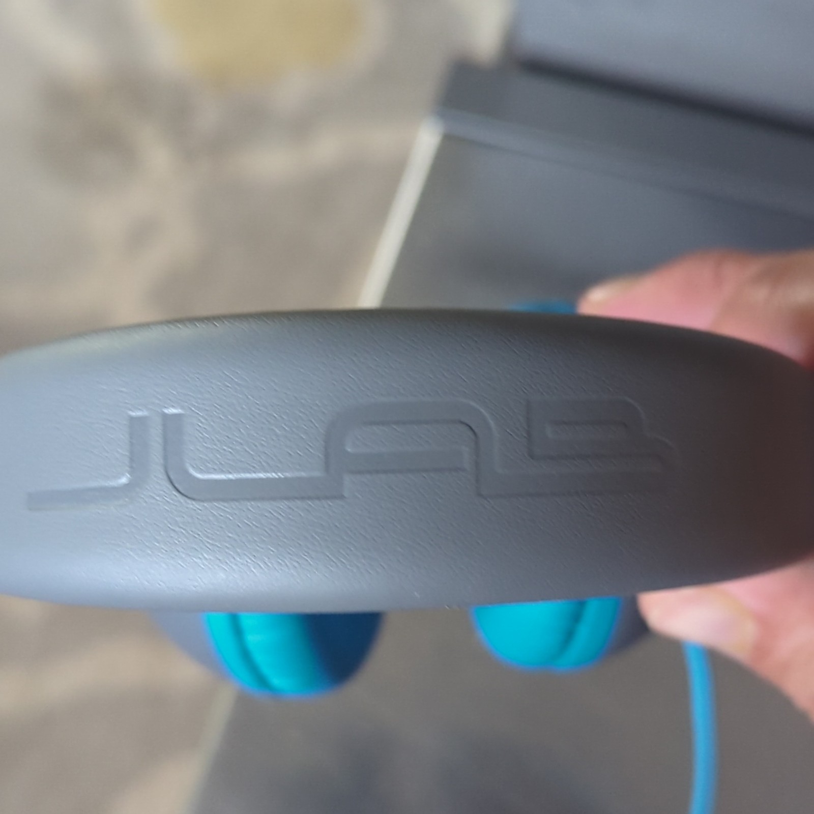 JLab JBuddies Wired On-Ear Headphones 3.5mm Gray/Blue 40mm Adj Band 3ft
