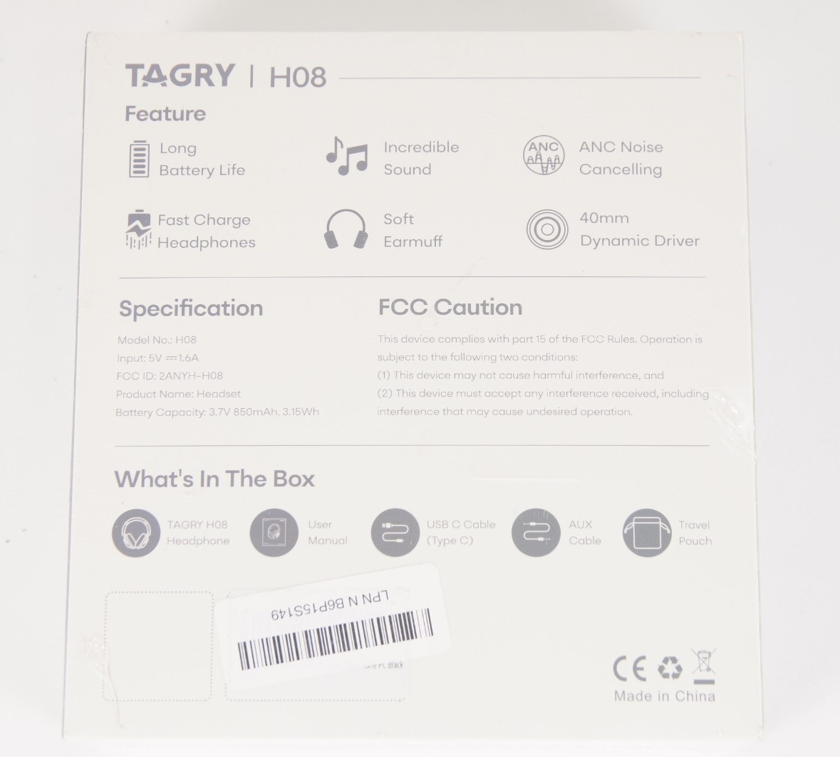 Tagry H08 Active Noise Cancelling Headphones