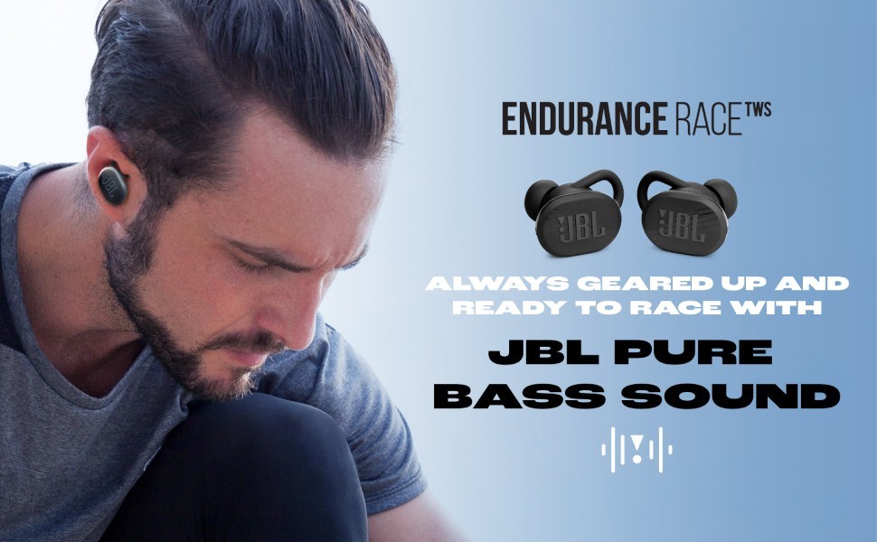 JBL Endurance Race TWS IP67 Waterproof Wireless Bluetooth Headset Earbuds Black