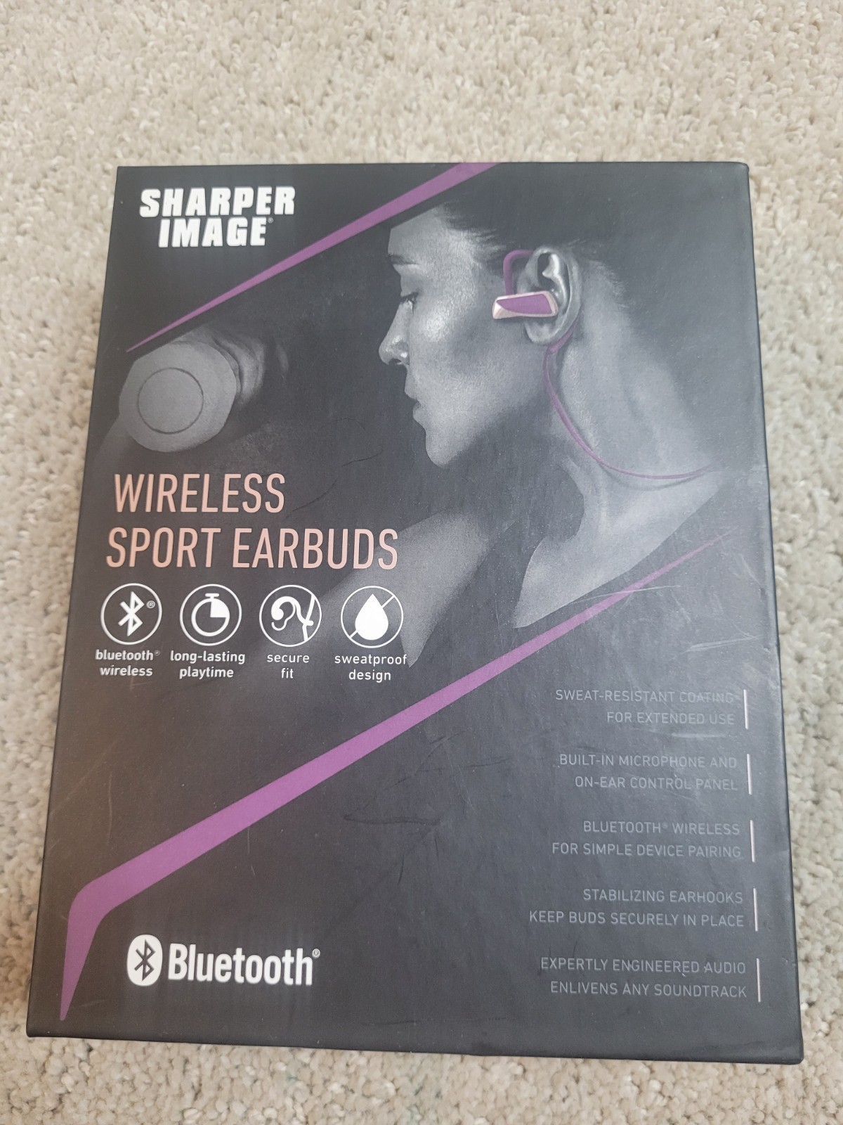 Sharper Image Purple Wireless Sport Earbuds