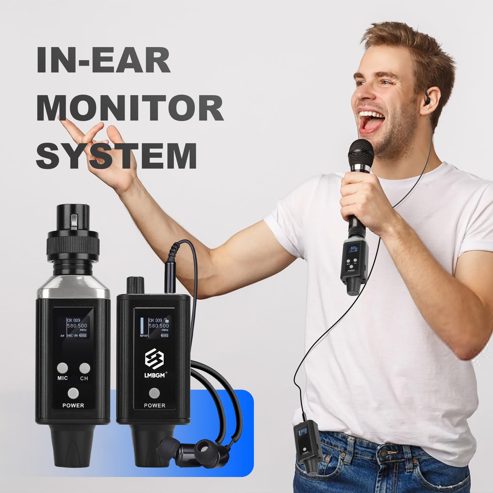 A9 UHF Wireless in-Ear Monitor Pro System Transmitter and Beltpack Receiver f…