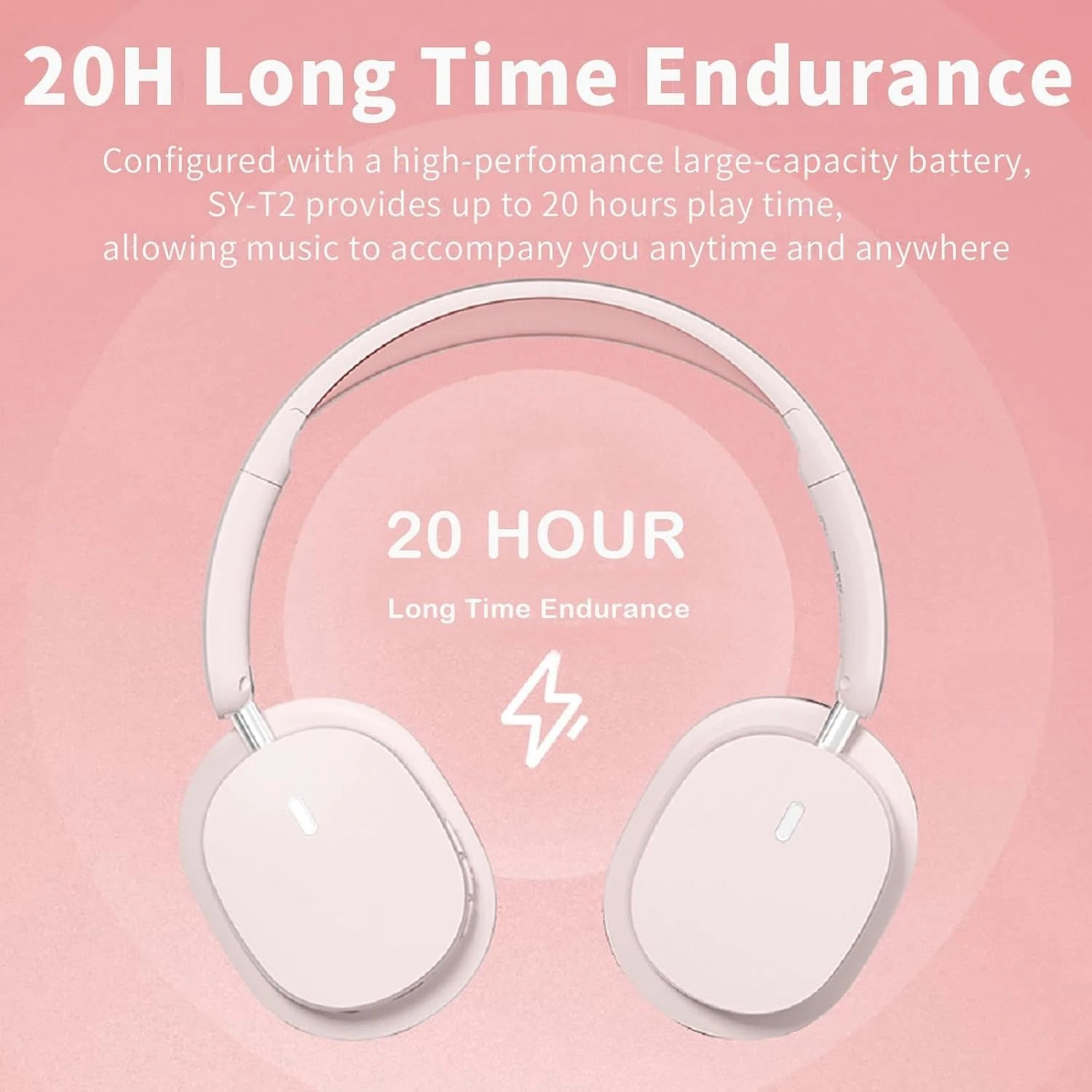 SY-T2 Bluetooth Over Ear Headphone, Wireless Spatial Sound Effective Foldable Ga
