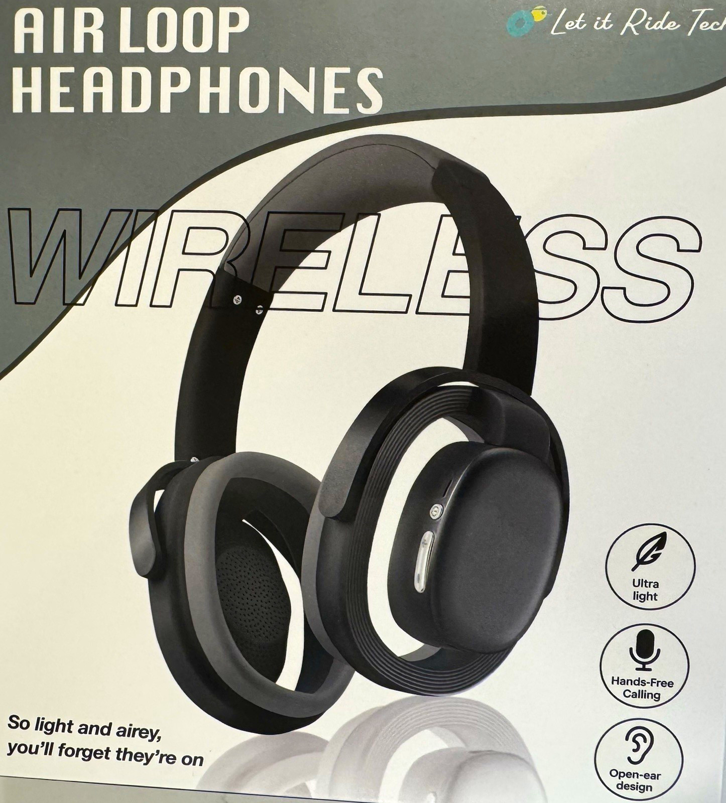 Let It Ride Tech Airloop Bluetooth Wireless Open-Ear Headphones Black/Silver