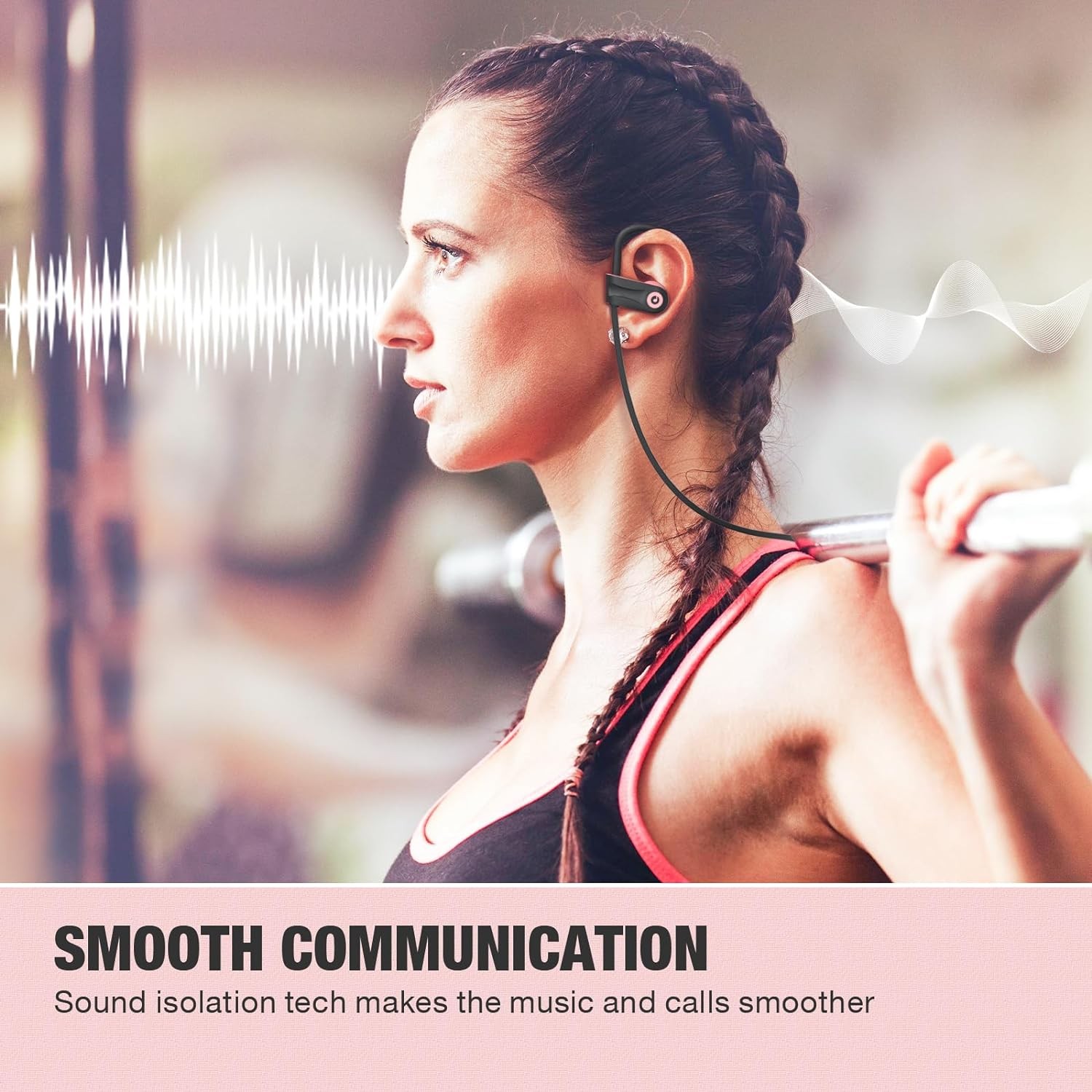Boean Bluetooth Headphones, Wireless Earbuds with 16 Hours 5.3 Pink