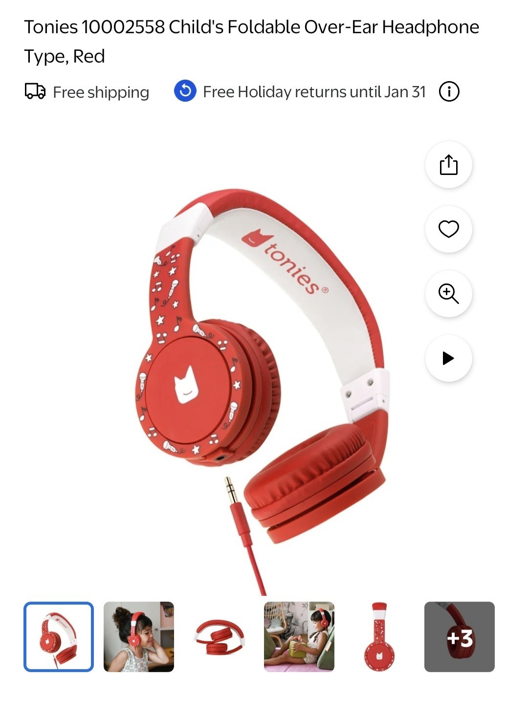 NEW Tonies Red Foldable Headphones Toniebox