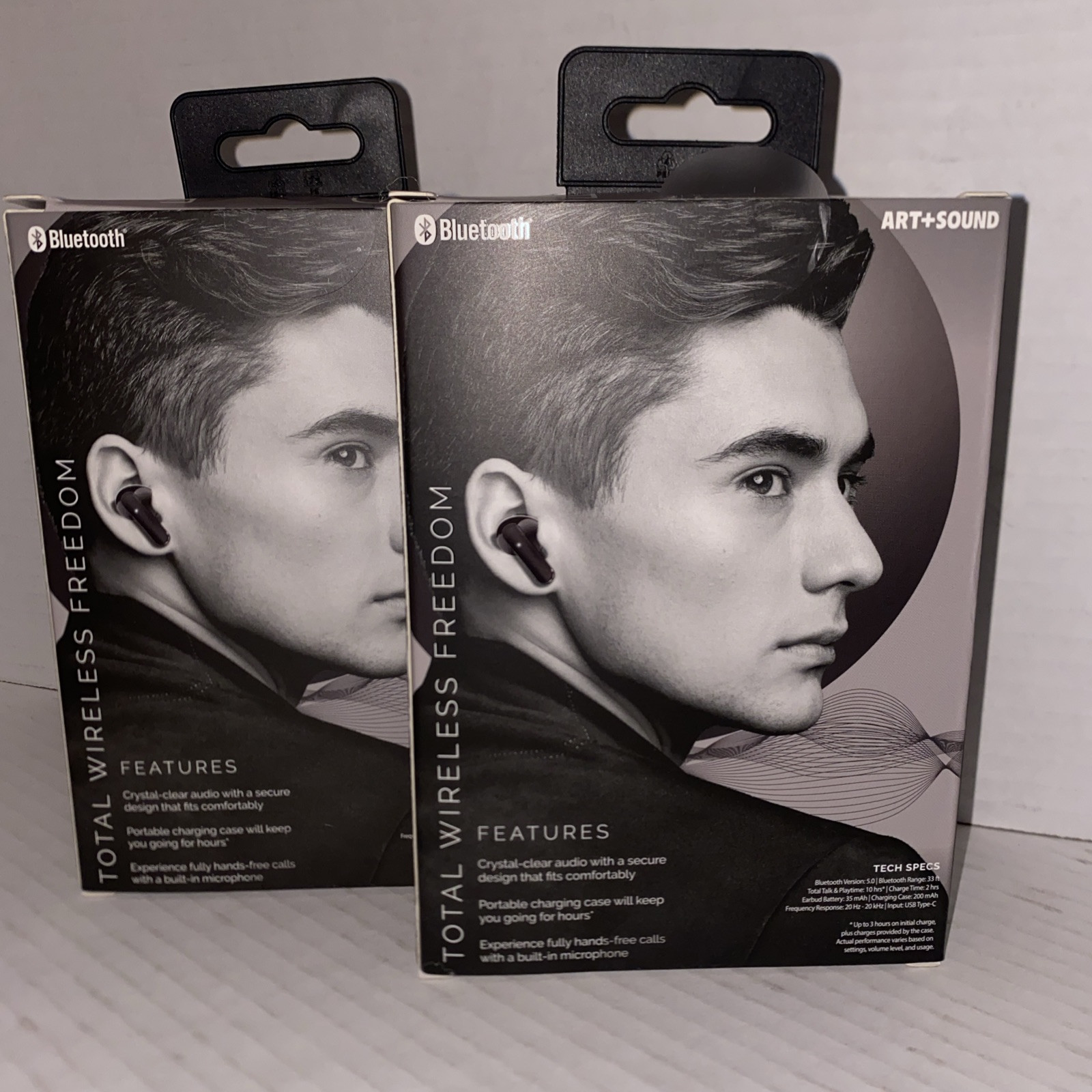 Art+Sound Bluetooth True Wireless Pro Ear Buds, Black, 2 Pack