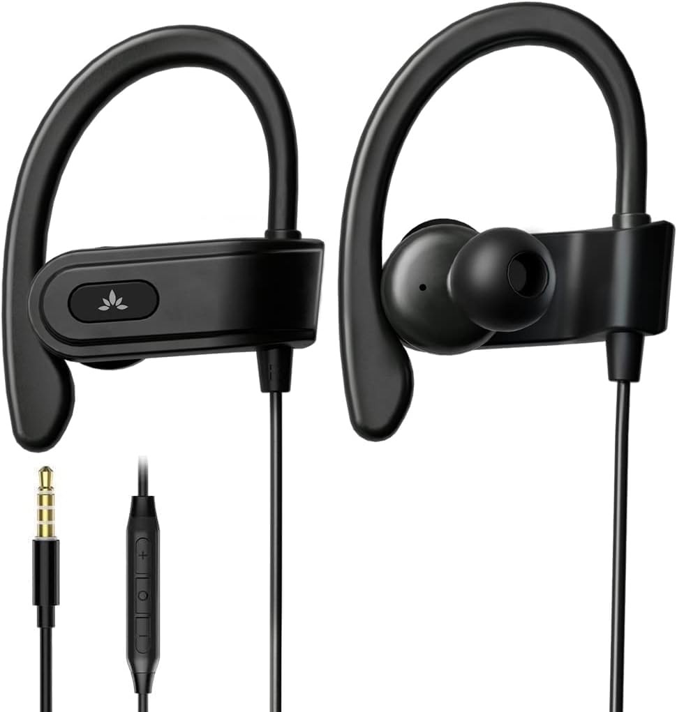 Avantree E171 – AUX 3.5mm Wired Earbuds with Microphone & Standard, Black