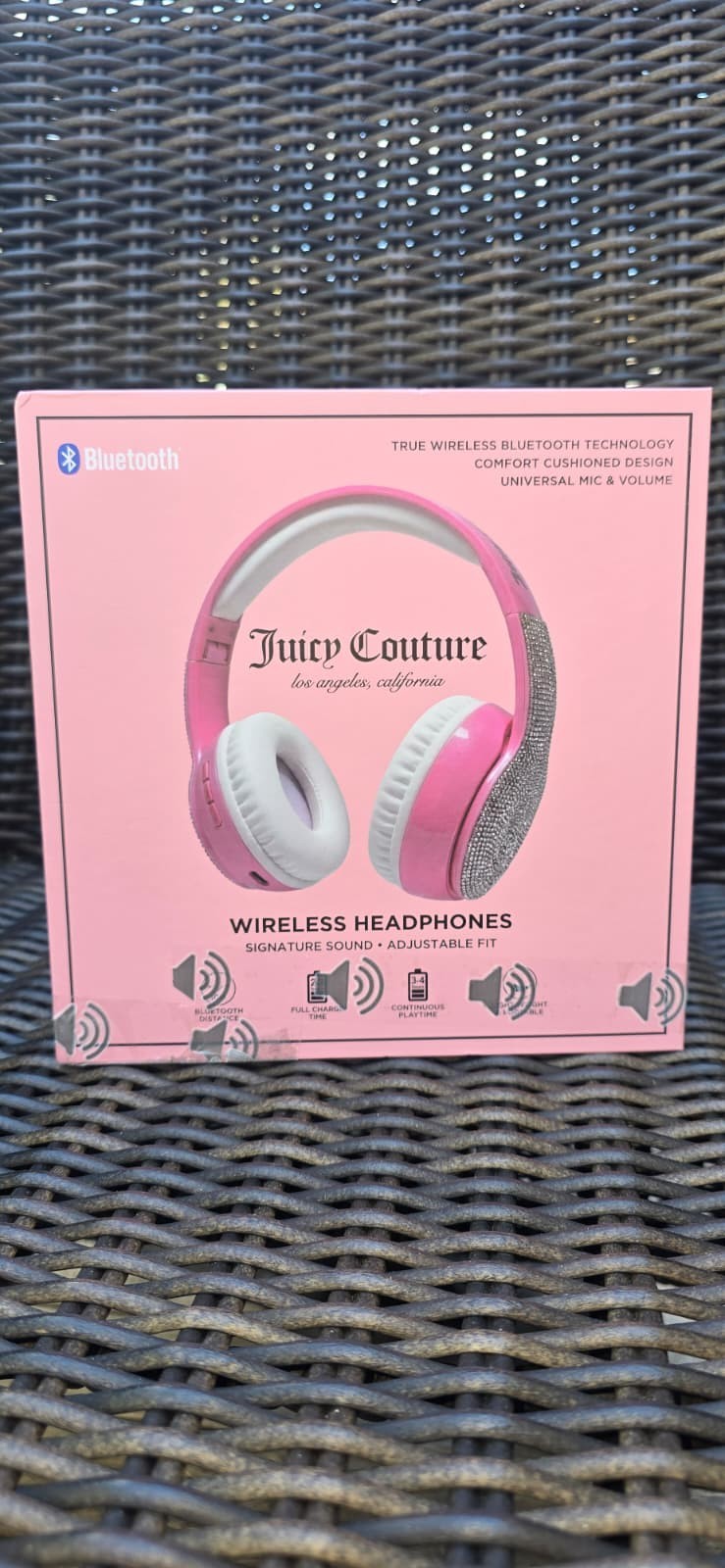 Juicy Couture Wireless Bluetooth Headphones Pink Leopard Black Adjustable OE