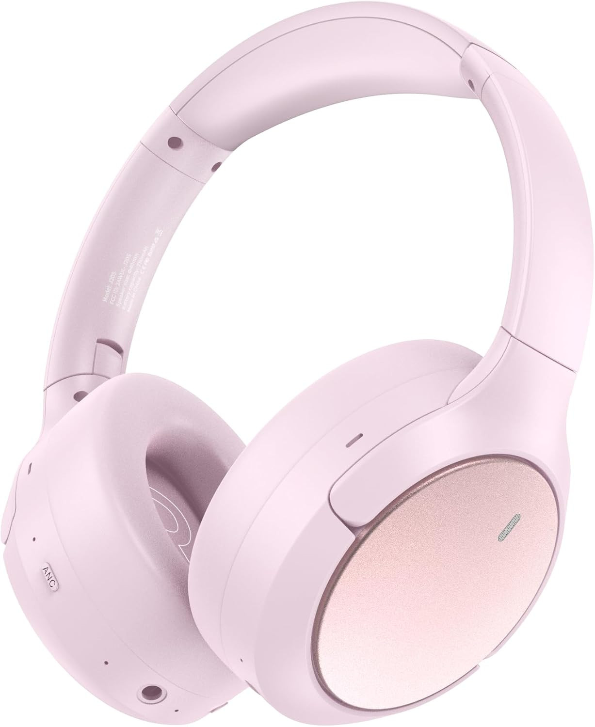Pink Hybrid ANC Wireless Headphones – 100H Playtime, Hi-Res Audio, Travel-Friend