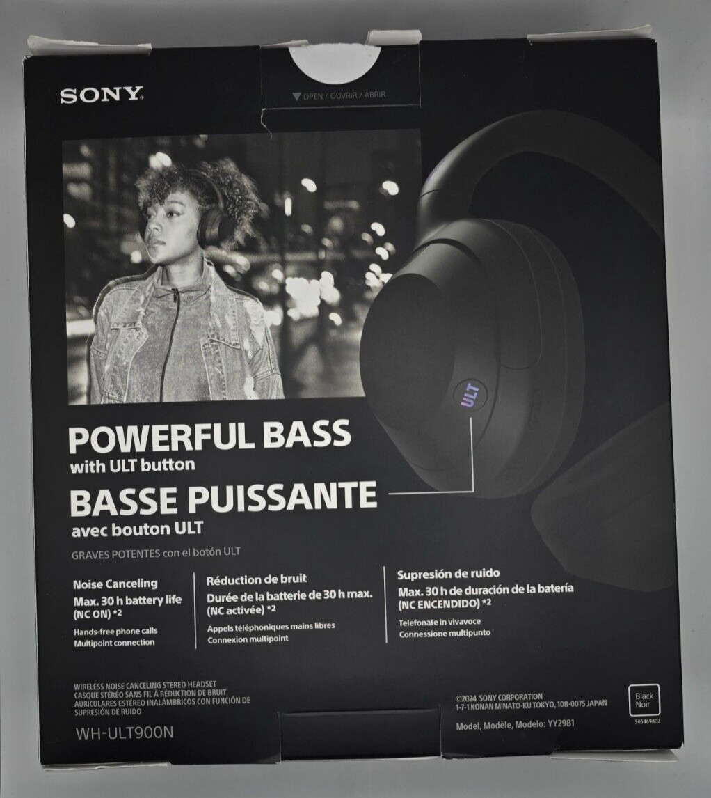Sony ULT WEAR 900N Wireless Noise Canceling Bluetooth Headphones — Black