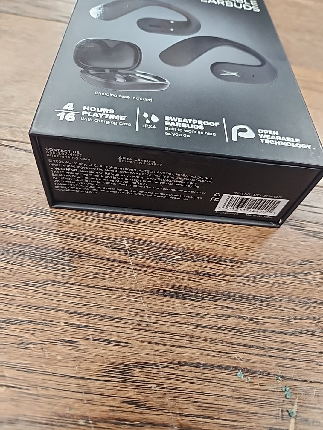 ALTEC Lansing Sport Active Open Earbuds – Sweat Proof – Black – New