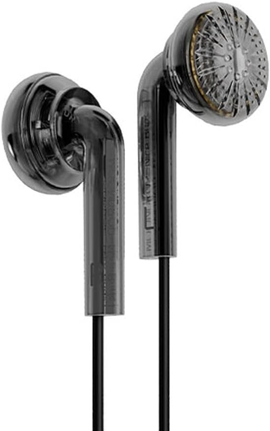 Nice Buds Flat-Headed Earbuds with 3.5mm Stereo Plug Black Transparent No Mic