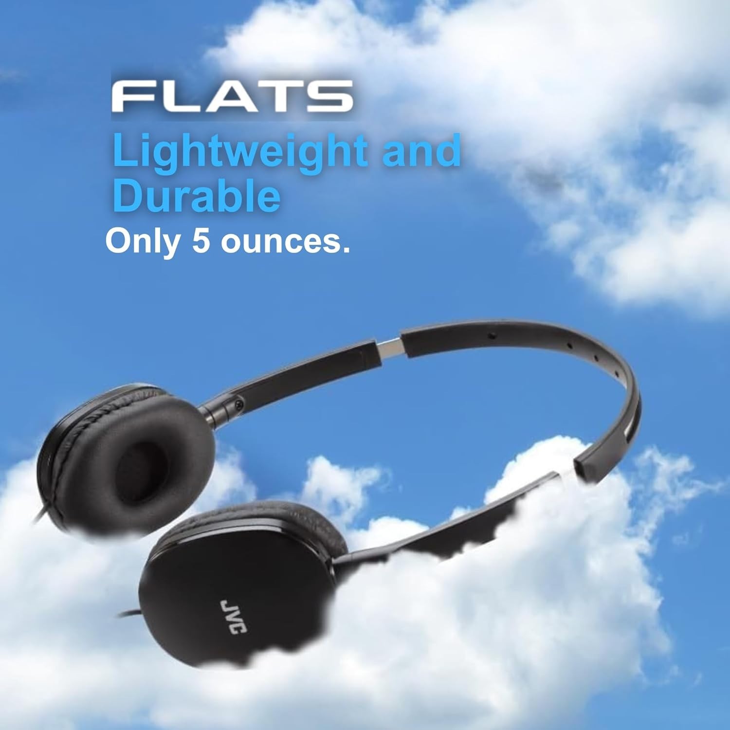 Wired On-Ear Headphones Flat Foldable 30mm Driver Sound Isolation Comfort