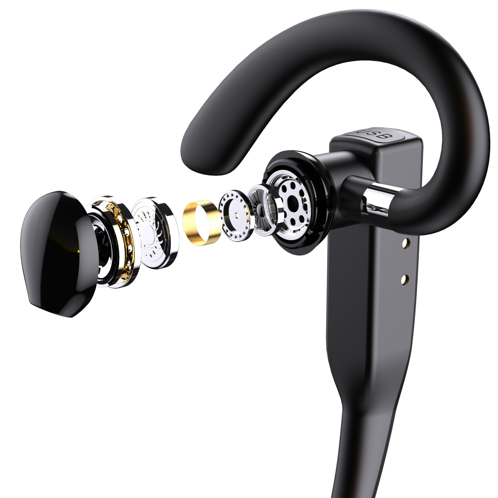 Bluetooth 5.1 Wireless Headset Earpiece Mic Earbud Noise Cancelling Headphone US