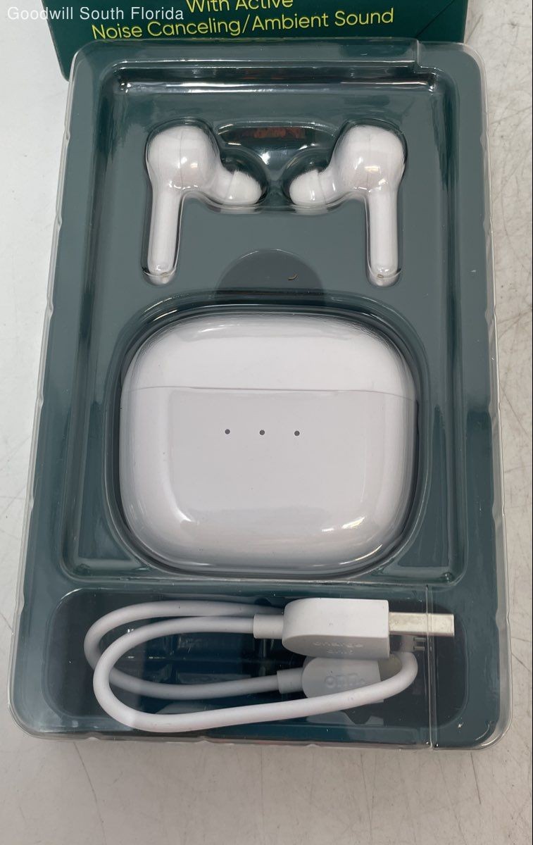 Onn Groove White Active Noise Cancelling Wireless Earphones In Box Not Tested