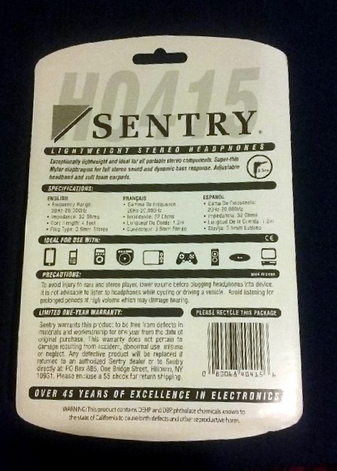 Sentry HO415 Lightweight Digital Stereo Headphones BRAND NEW