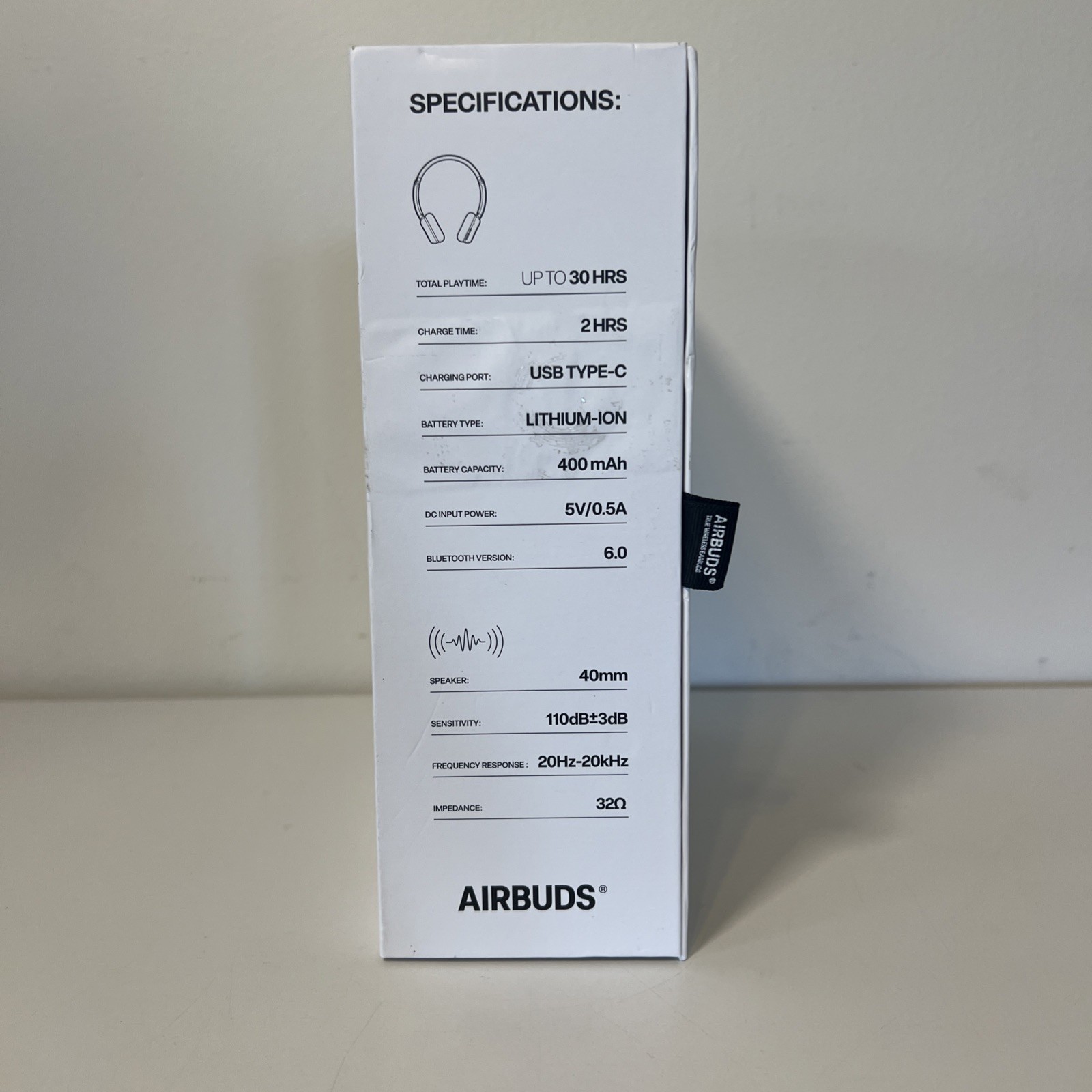 Airbuds Headphones Over-Ear Bluetooth Wireless 80s Retro- 30 Hrs EVHO 01.