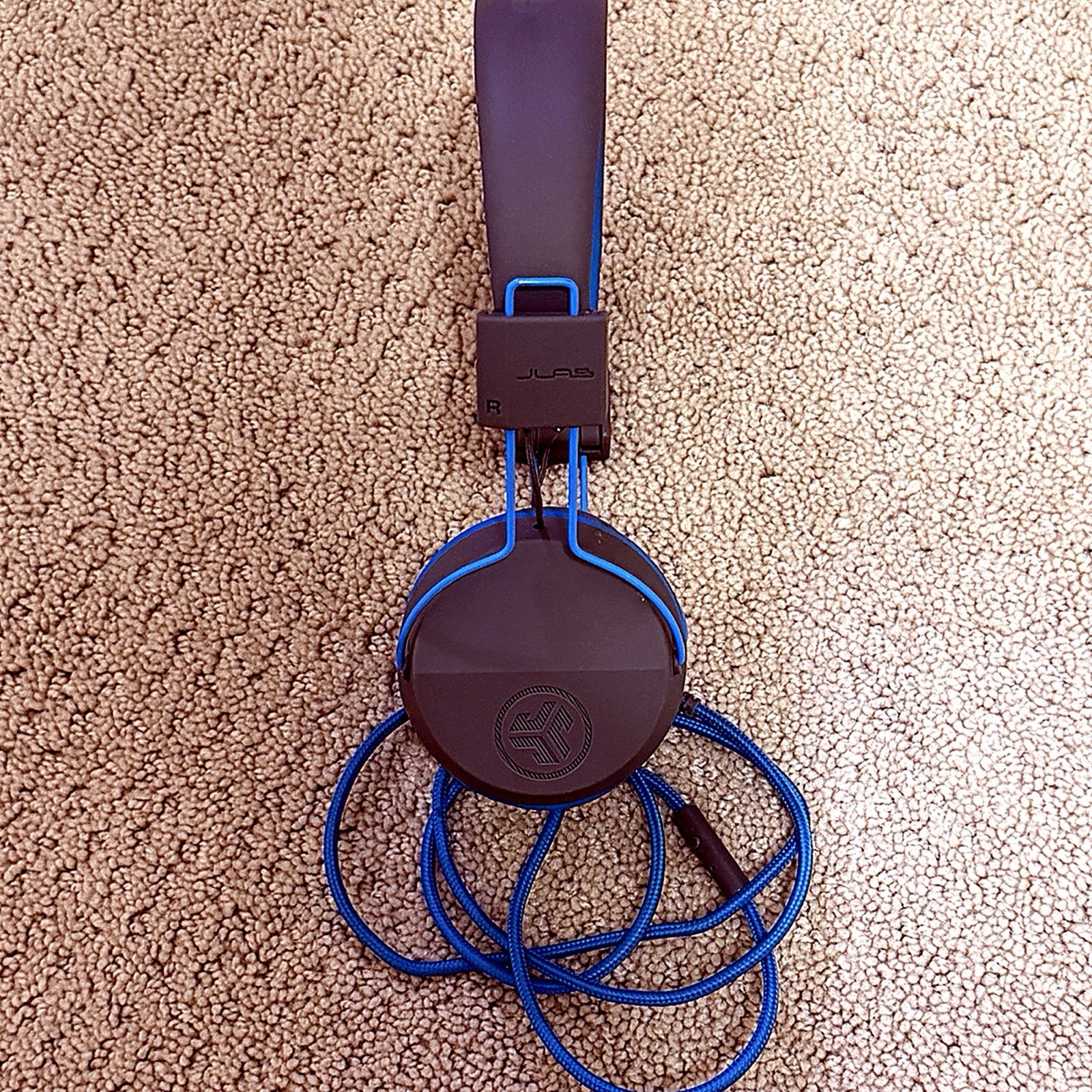 JLab Studio Wired On-Ear Headphones Gray/Blue 3.5mm Corded Headphones w/ Mic