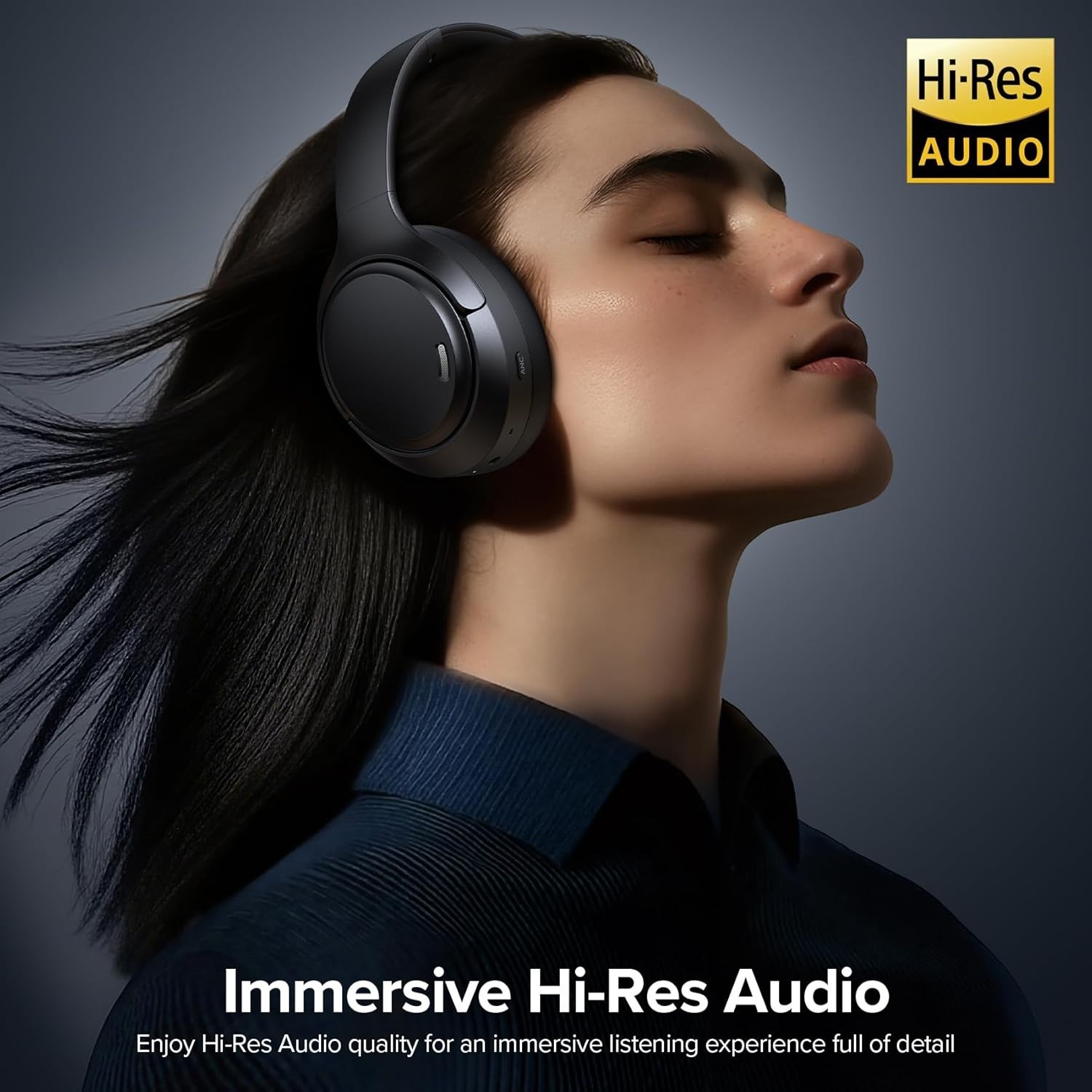 Bluetooth 6.0 Hybrid ANC Headphones 120H Playtime Hi-Res Wireless Over Ear Mic