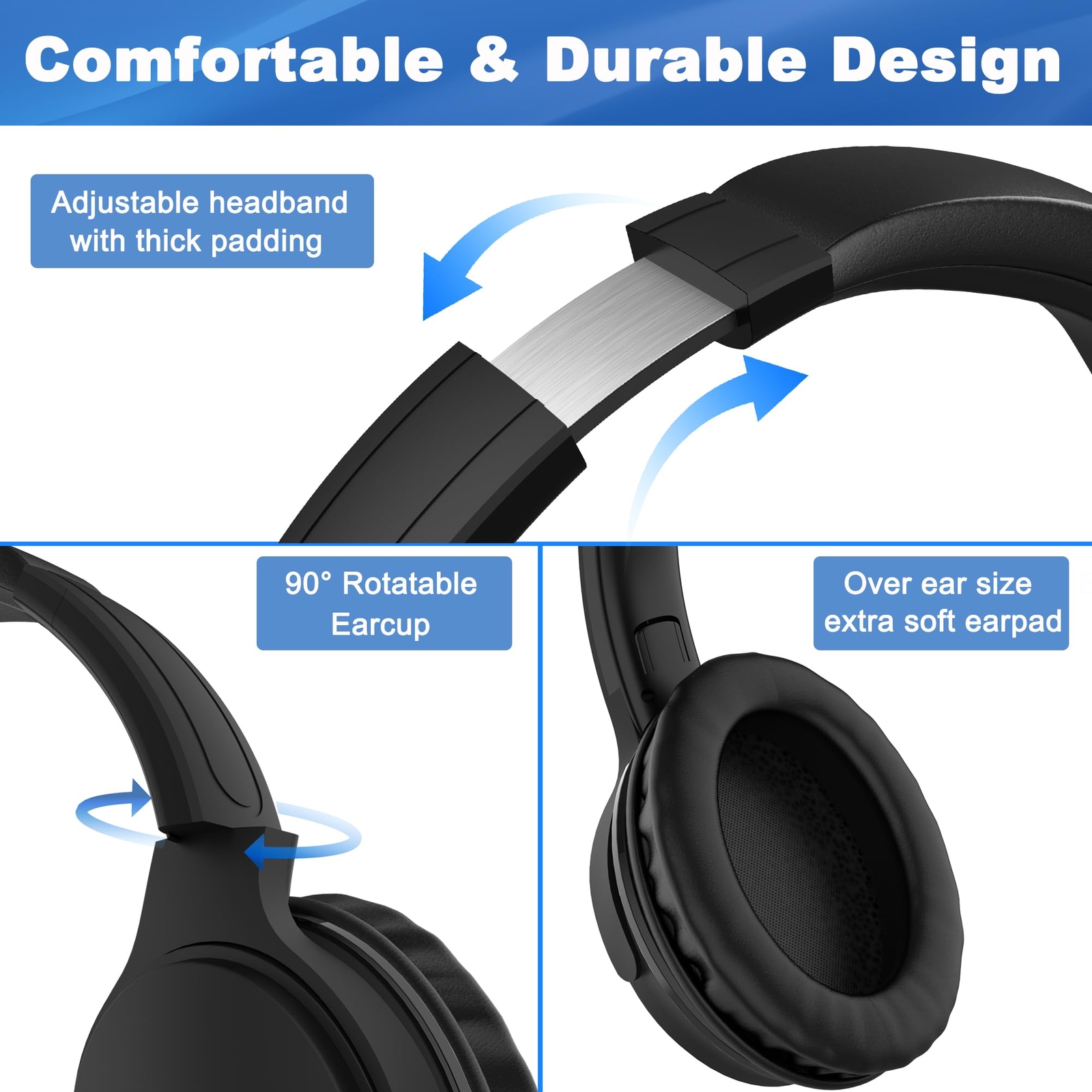 19.5Ft / 6M Extra Long Cord Headphones for TV PC with Volume Control Spring