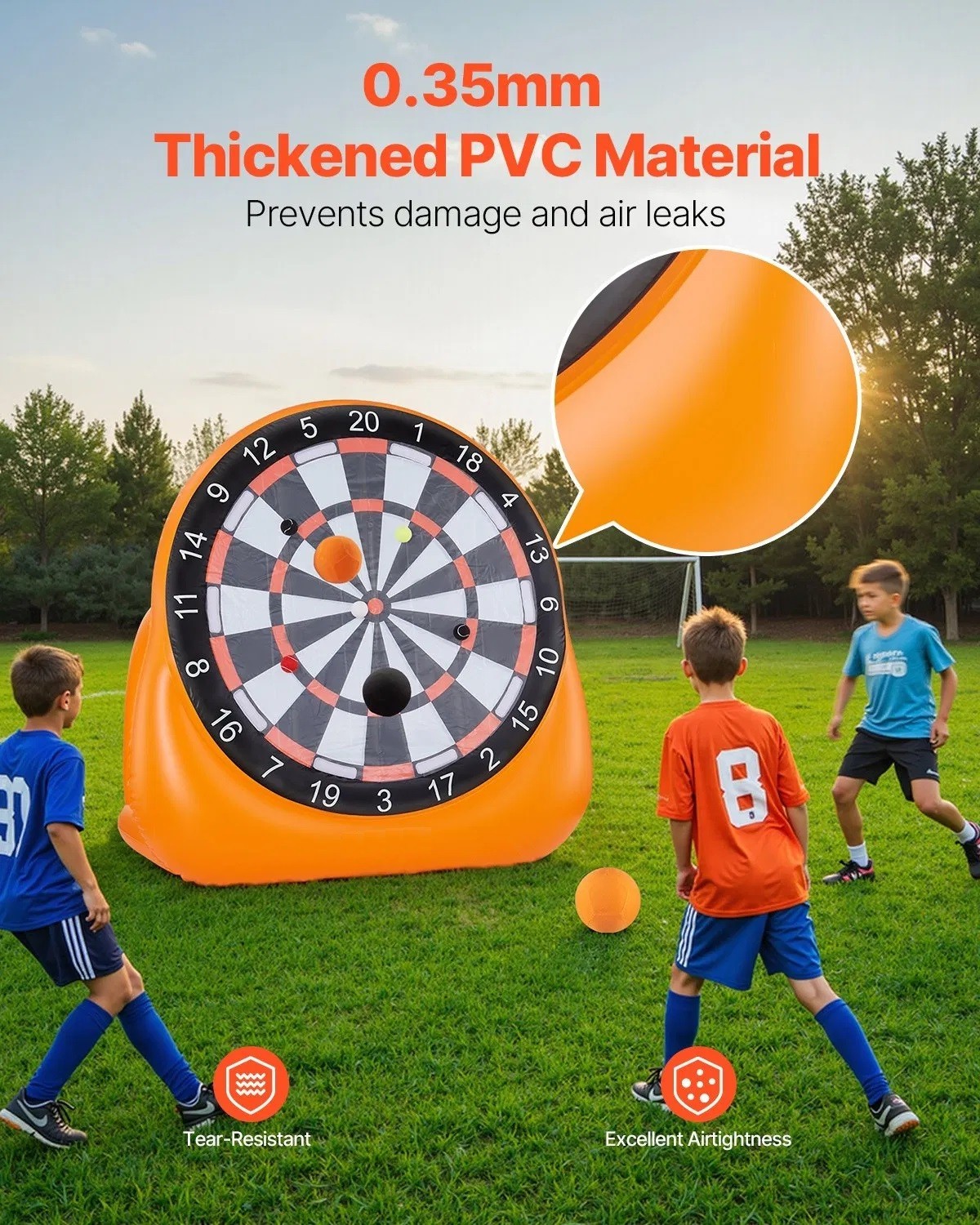 Inflatable Soccer Dart Board, over 6 ft High Giant Soccer Dart Board with 4 Kick