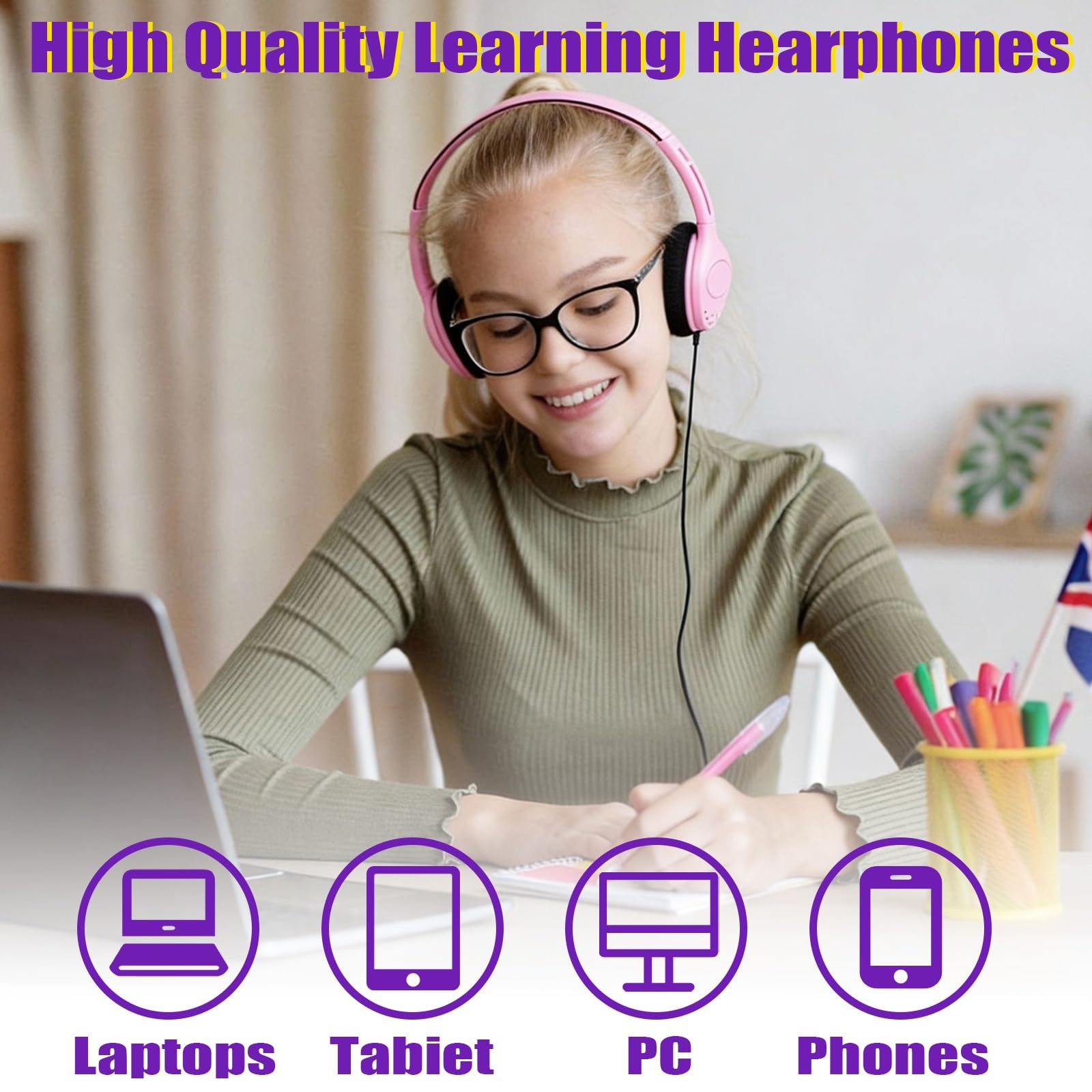 10 Pack Multicolor Bulk School Headphones 3.5mm Jack For Classroom