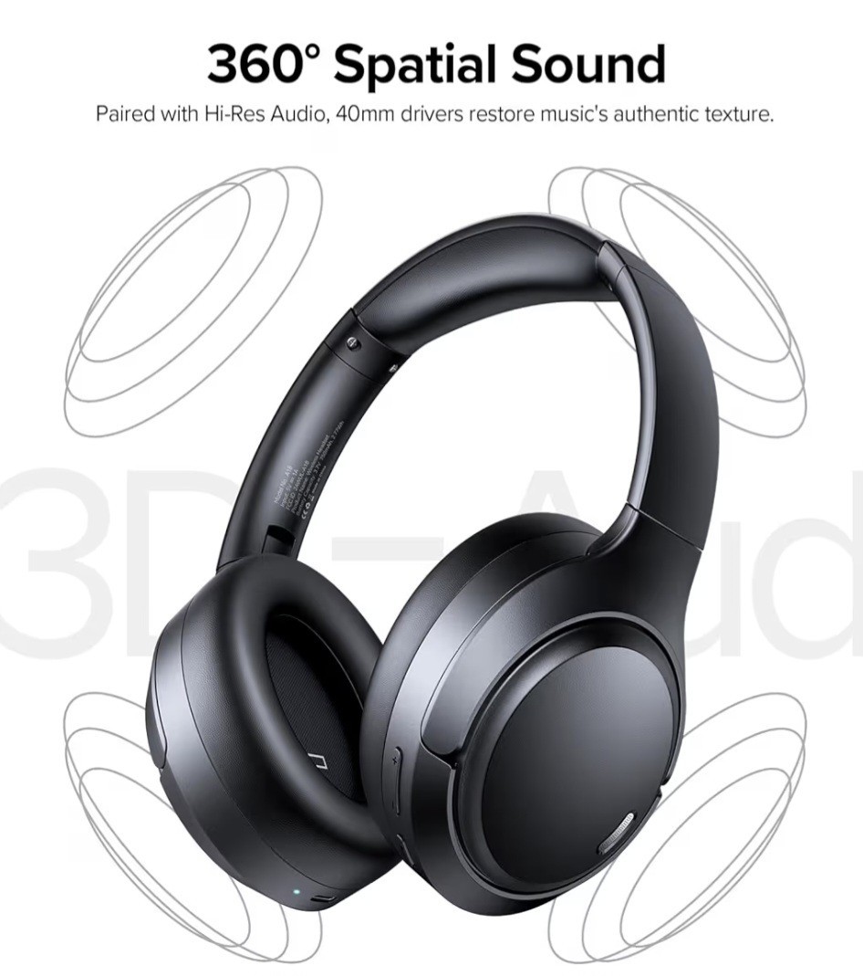 TAGRY A18 – Wireless Noise Canceling Headphones 6.0 120H Listening Time Black.