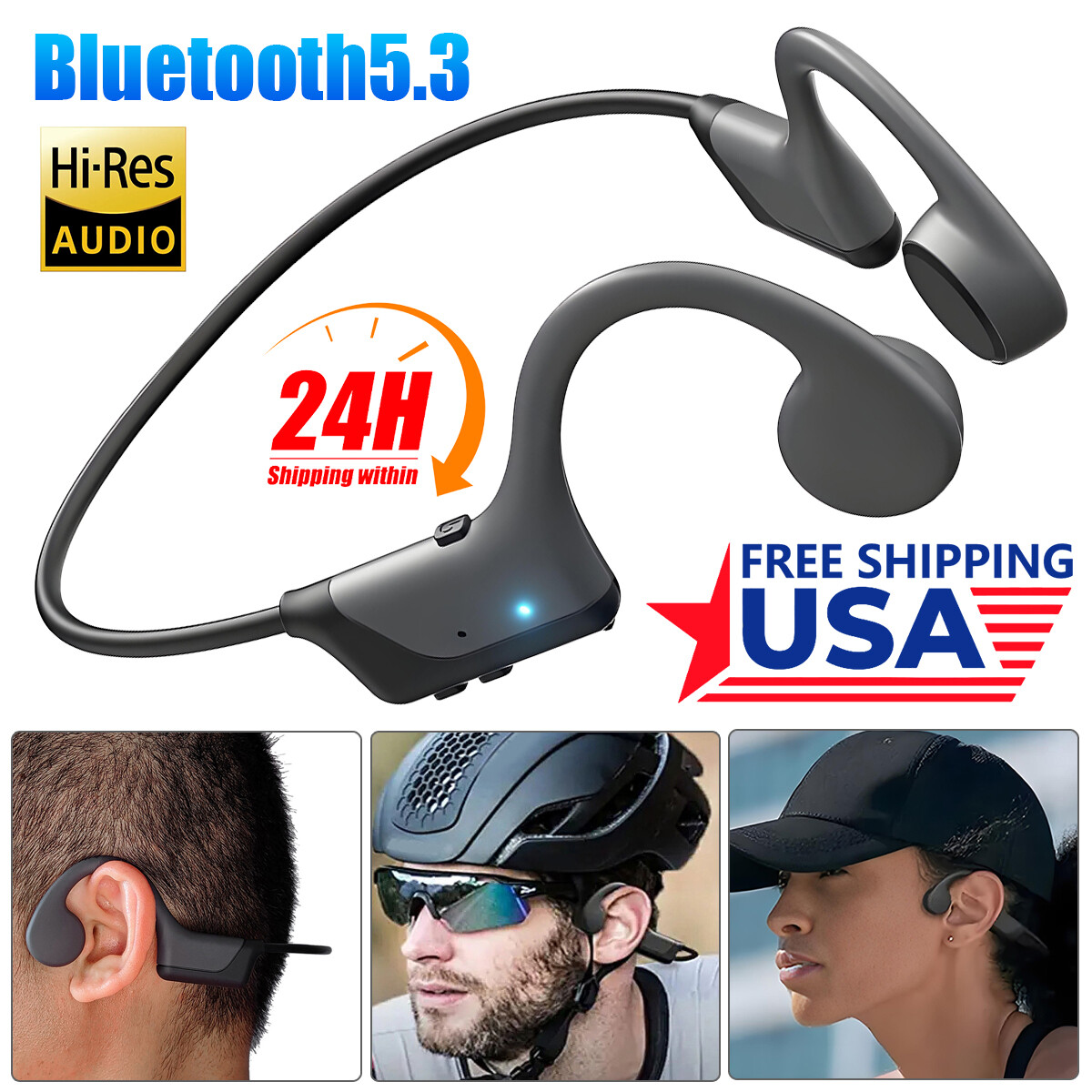 2025 Bone Conduction Bluetooth Headphones Wireless Earbuds Outdoor Sport Headset