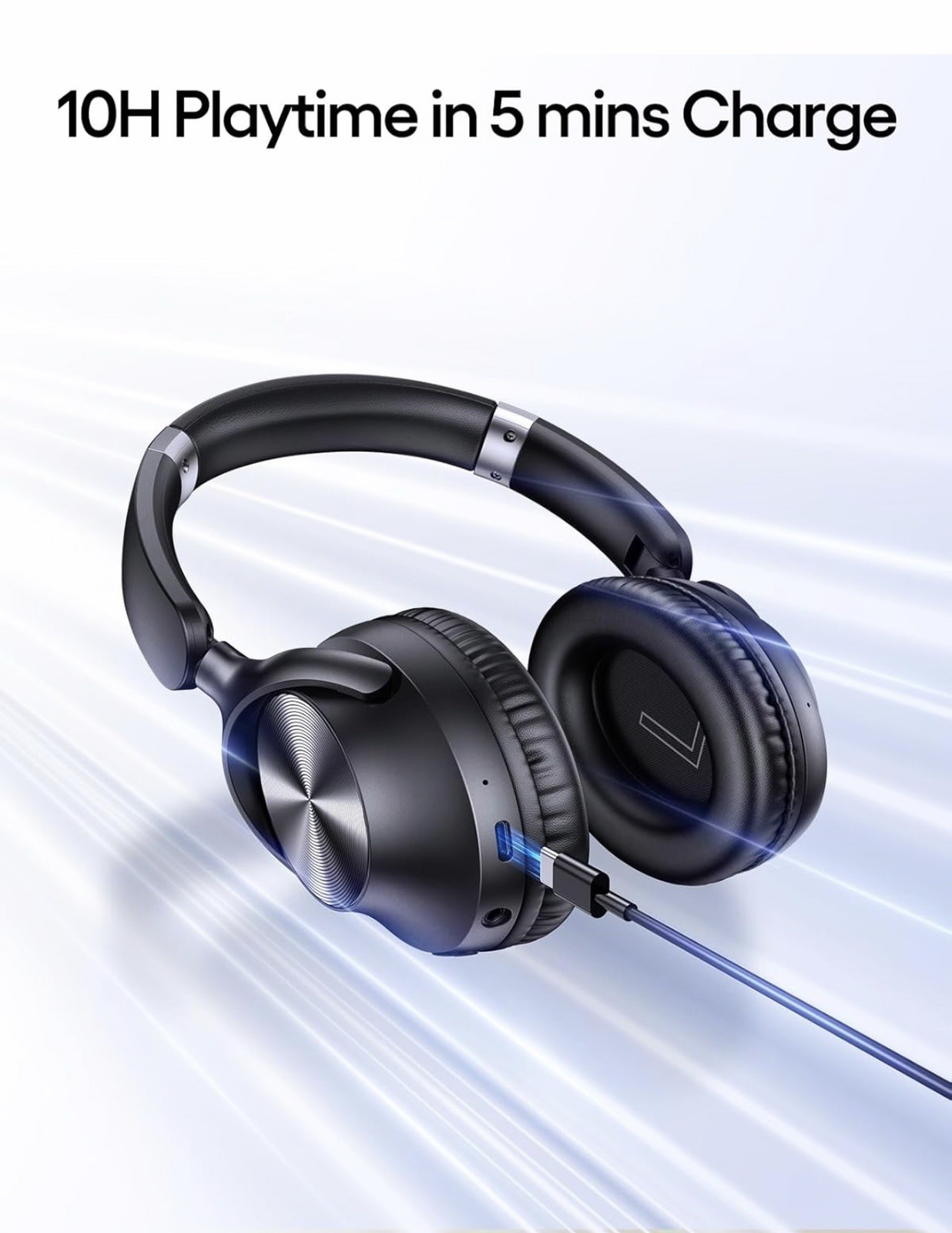 TAGRY HYBRID ACTIVE NOISE CANCELLING HEADPHONES 100H Playtime Wireless-Black