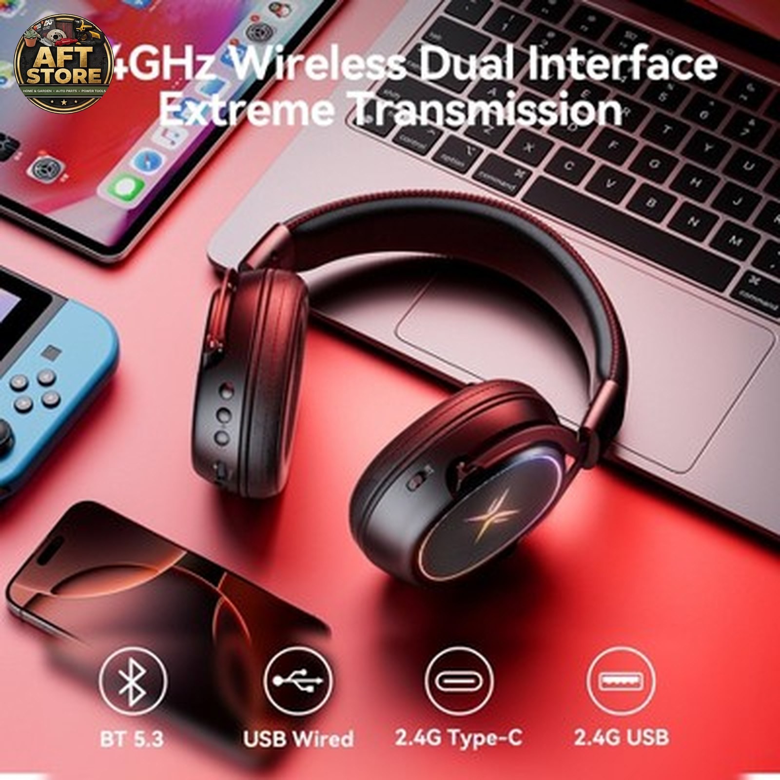 TAGRY K3 Wireless Gaming Headset – 7.1 Surround Sound, 70H Playtime
