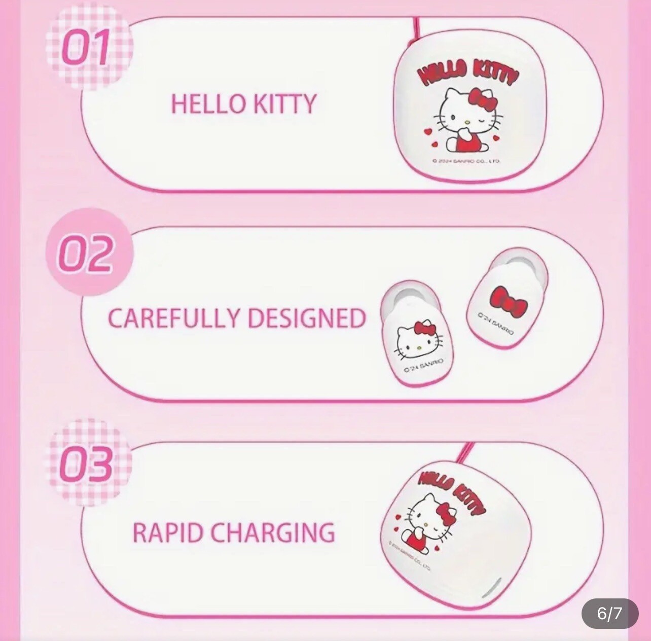 Hello Kitty Sanrio Earbuds Earphones Sanrio Miniso Kawaii Wireless New