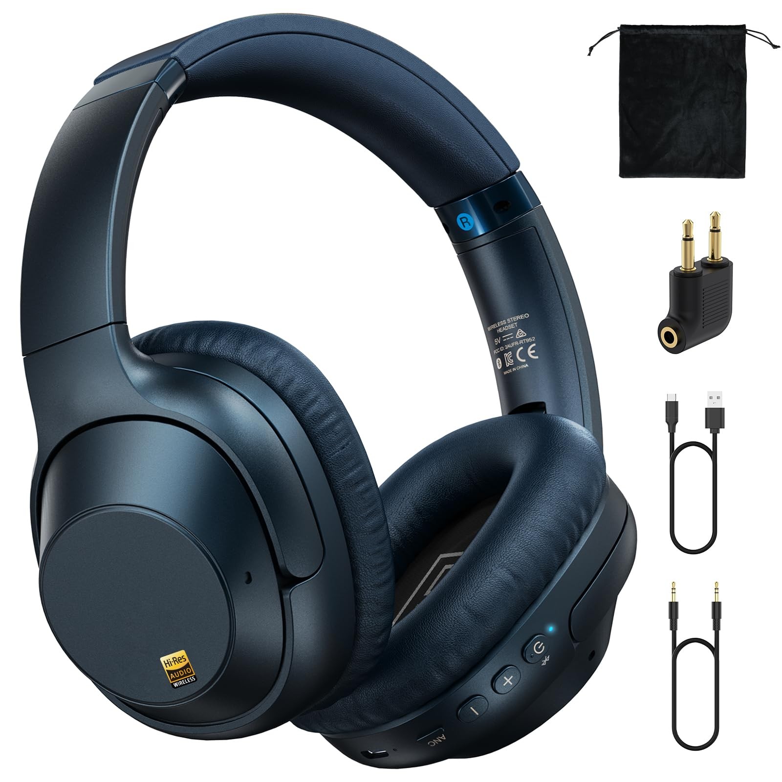 Bluetooth 6.0 Active Noise Cancelling Headphones for Airplane Travel, LDAC Hi…