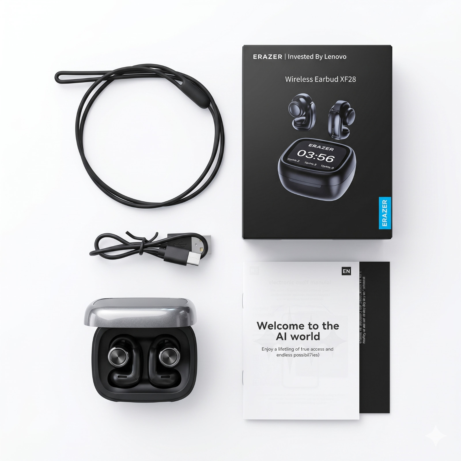 Apple iPhone Android Compatible AI Translation Earphones Erazer XF28 Bluetooth