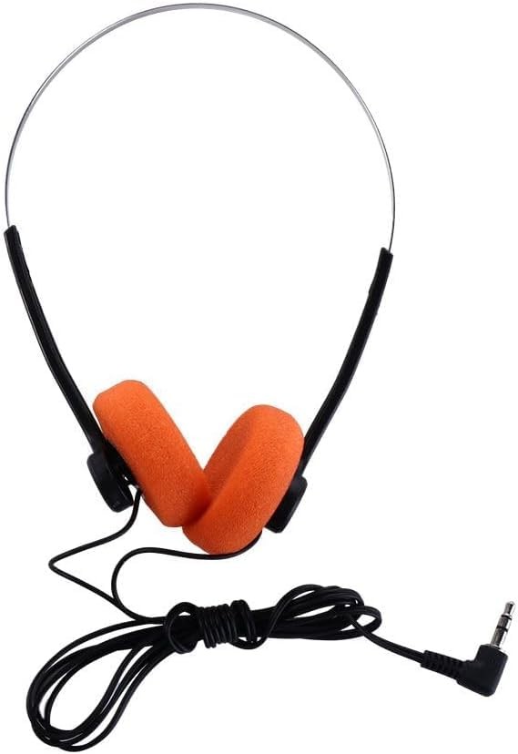 Retro On Ear Headphones Wired Stereo Lightweight Portable Adjustable Orange