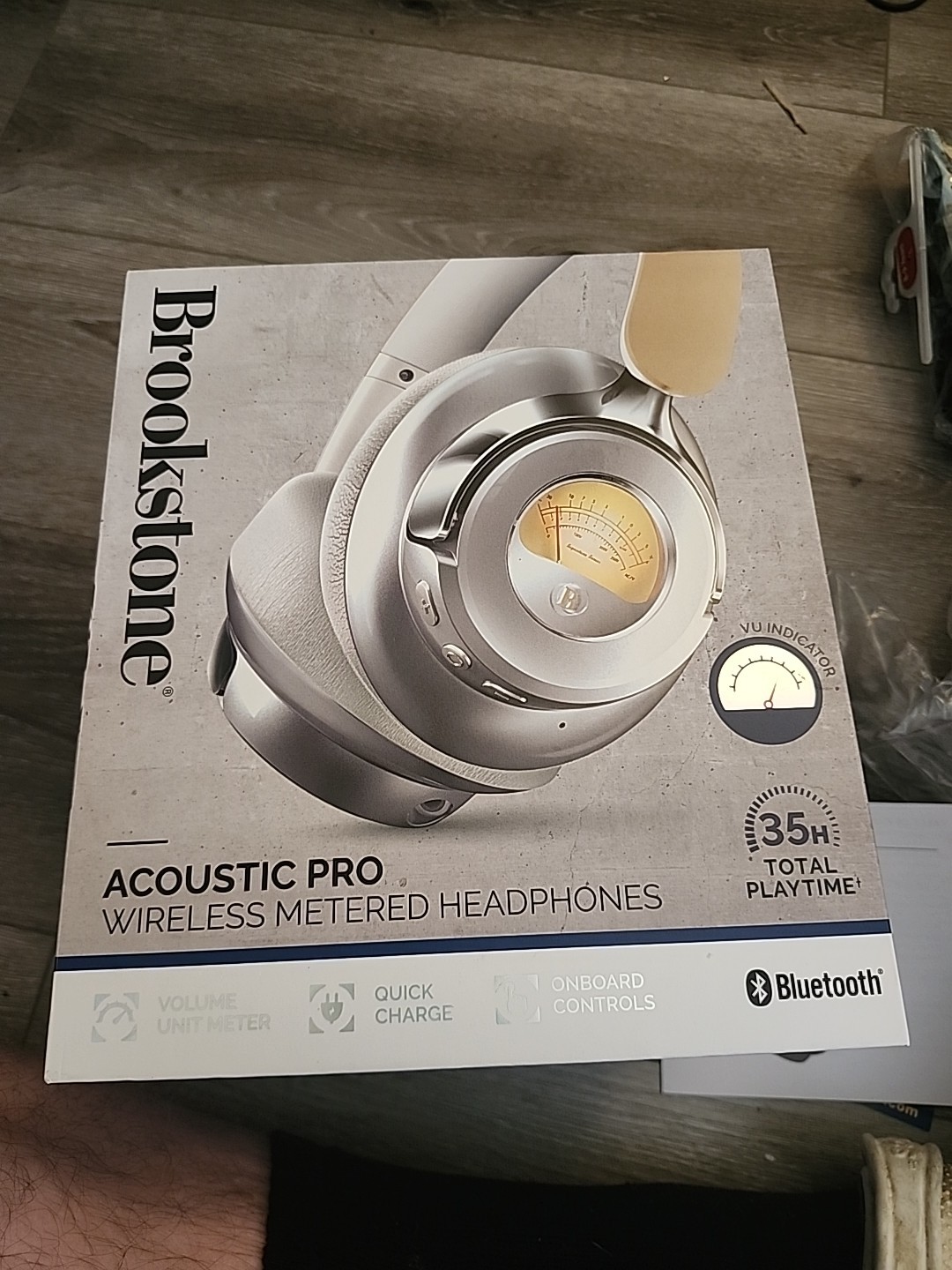 Brookstone Acoustic Pro Wireless Metered Headphones 35 Hours Bluetooth NEW
