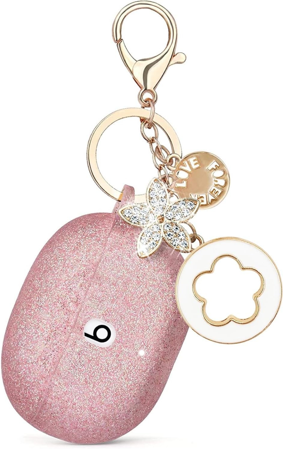 Rose Gold Silicone Case with Keychain for Beats Studio Buds + (2023) 2021