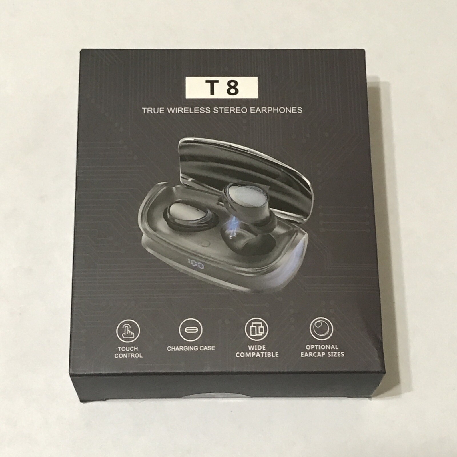 TWS T8 Wireless In-Ear Earbuds Digital LED Display Earphones With Charging Case