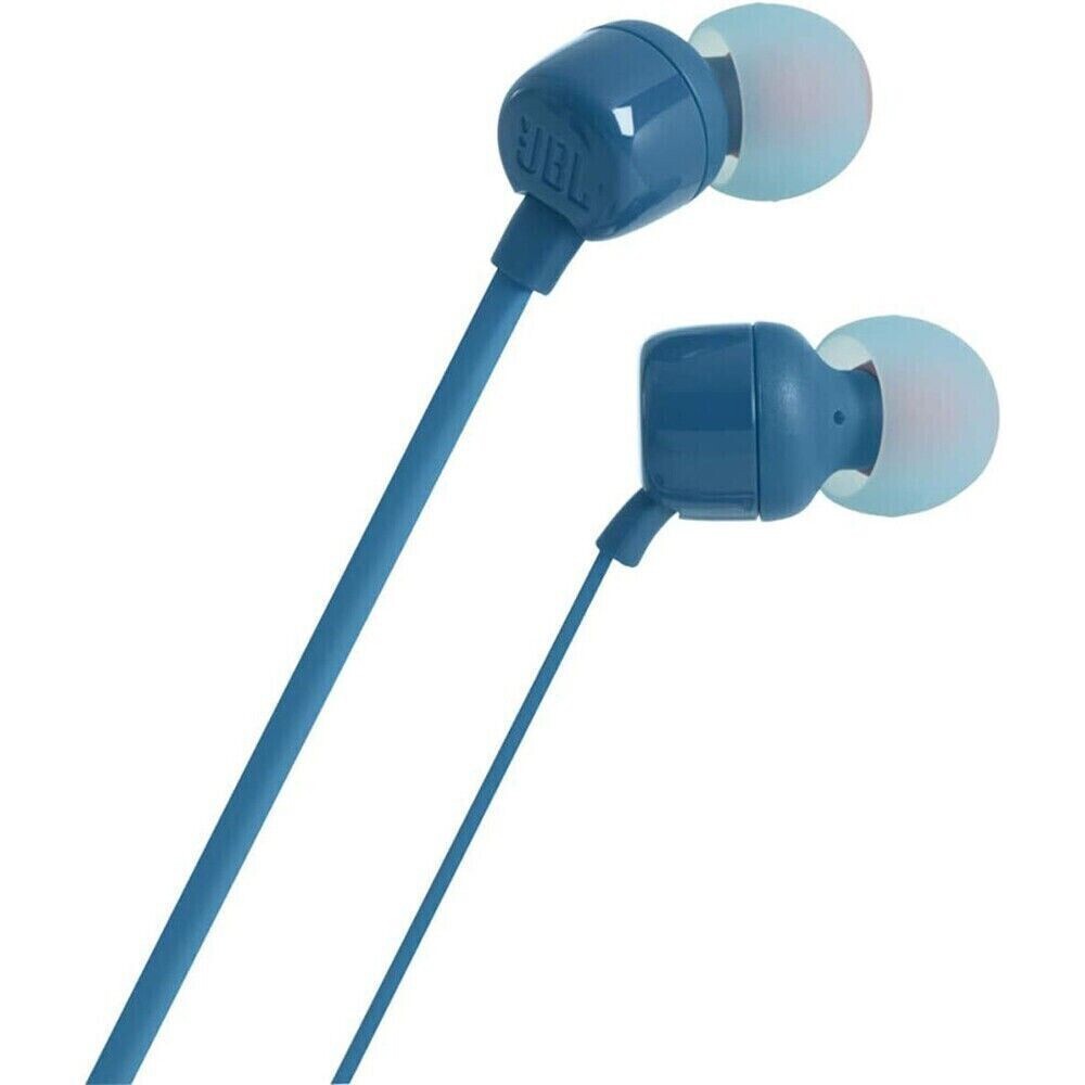 JBL T110 Pure Bass Tangle Free In-Ear Stereo Wired Headphones with Mic – Blue