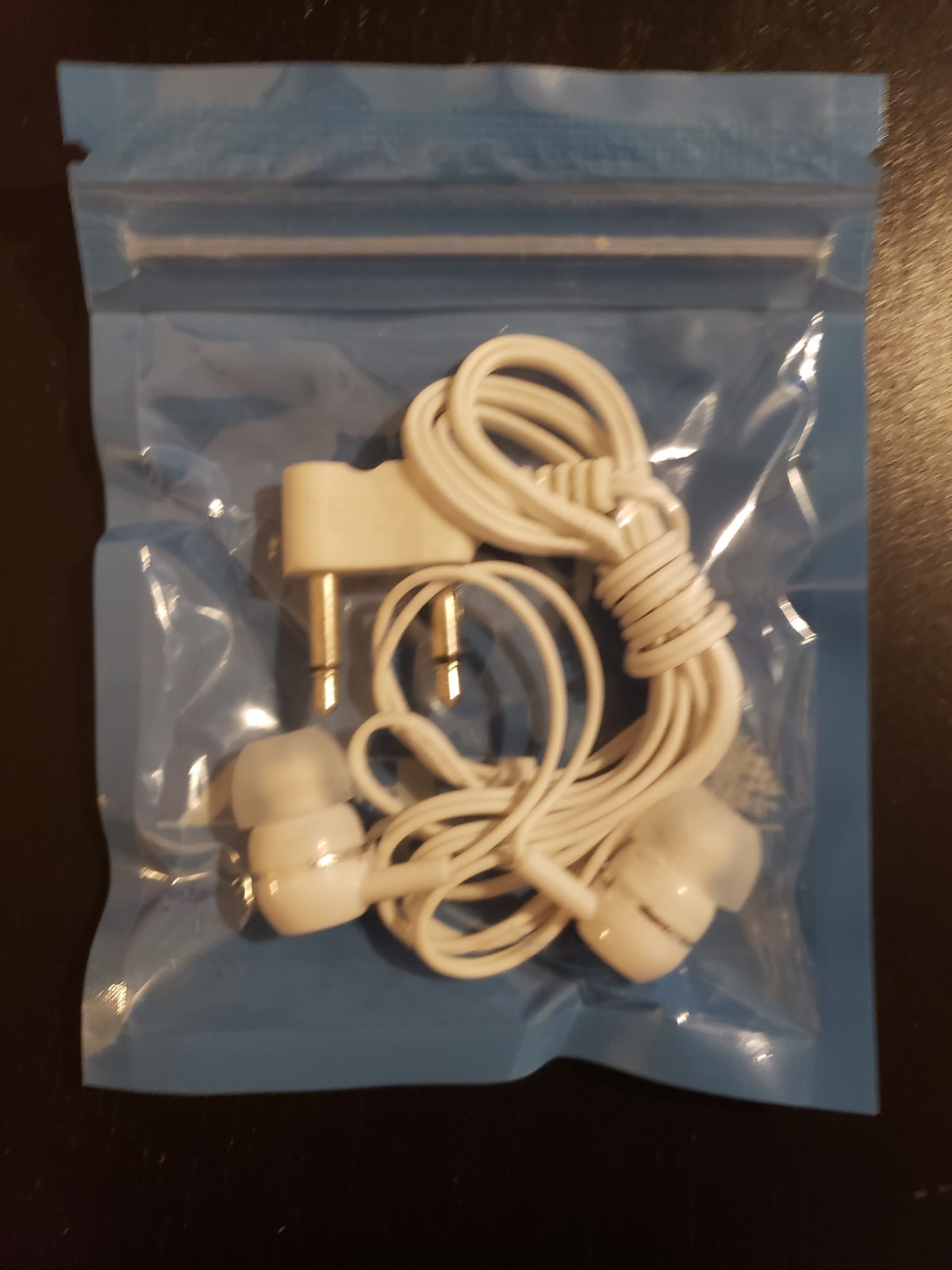NEW Airplane Airline Earphones Ear Buds White 3.5Mm Dual Double Prong MEA