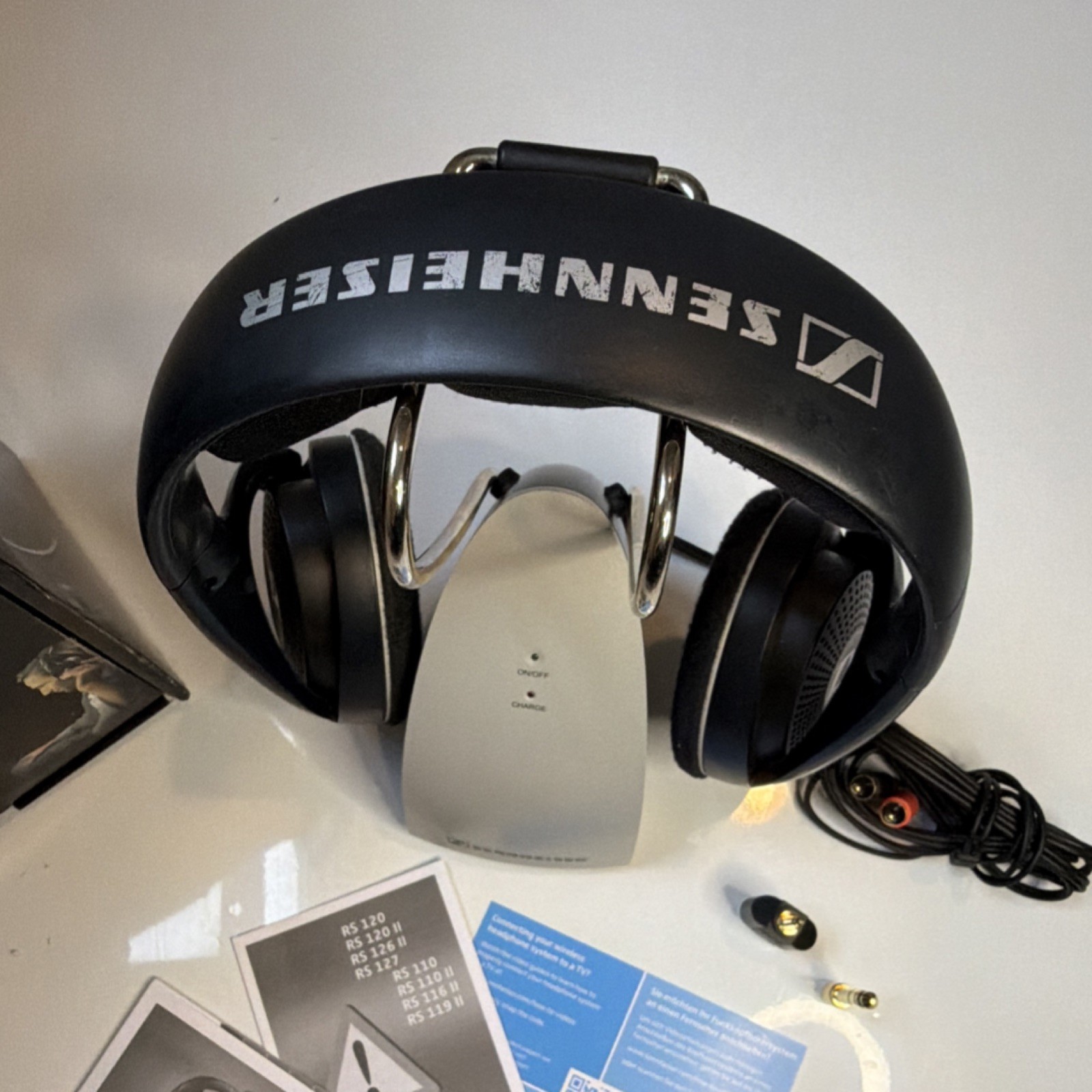 Sennheiser RS120 Wireless Headphones w/ Base Dock Untested Parts/Repair
