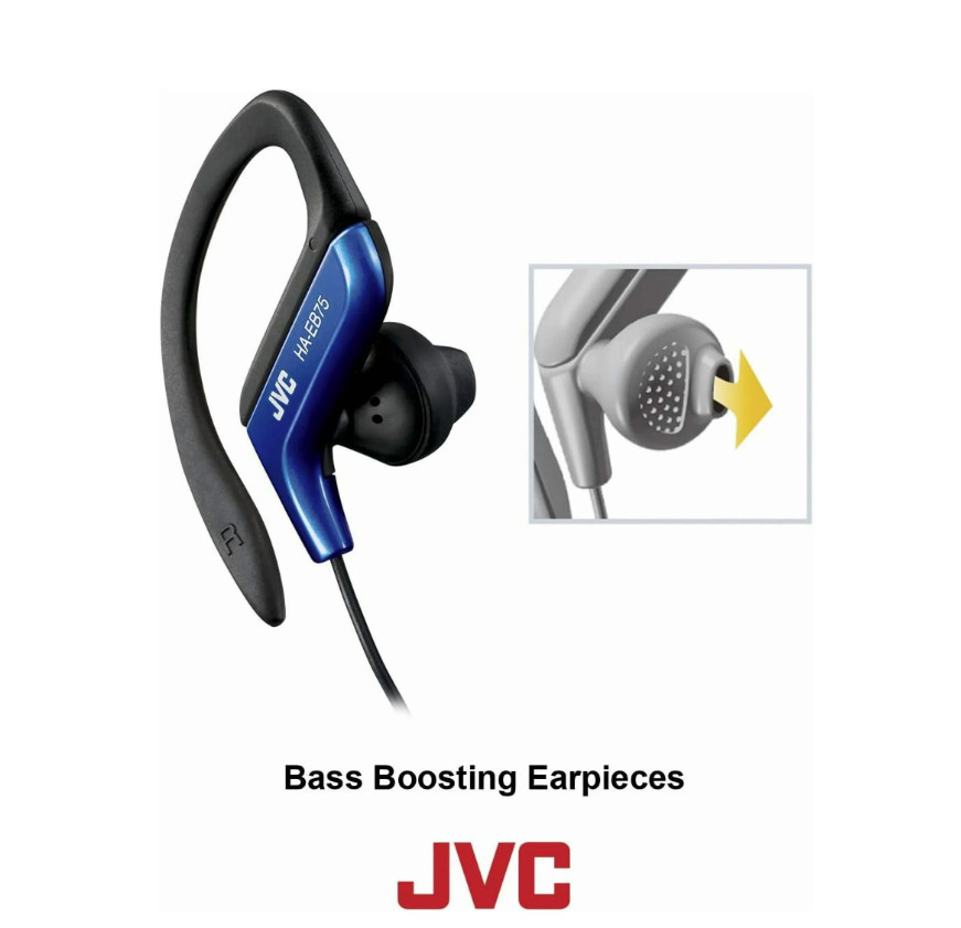 JVC HAEB75B Sports Clip Headphones Black Wired Splash Proof