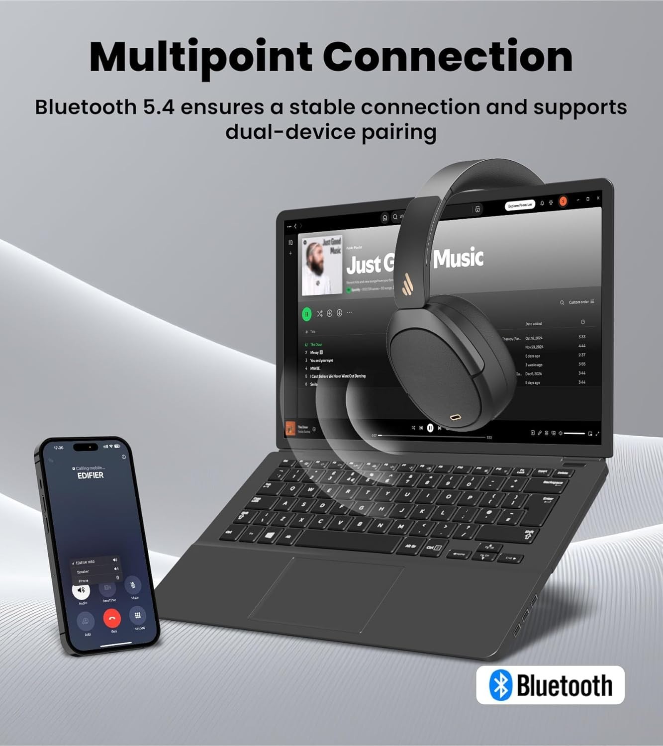 Luxury W80 Over Ear Headphones with Active Noise Cancelling & AI Clear Call